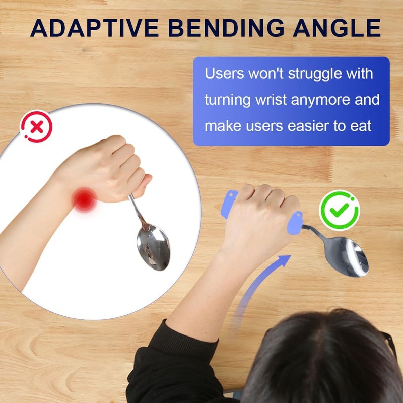 Ehucon Adaptive Weighted Silverware Utensils Angled Spoon for Hand Tremors Parkinsons,Weighted Utensils with Non-Slip Easy Grip Handles for Independent Eating(Left Hand,Purple,Pack of 1) - Image 1